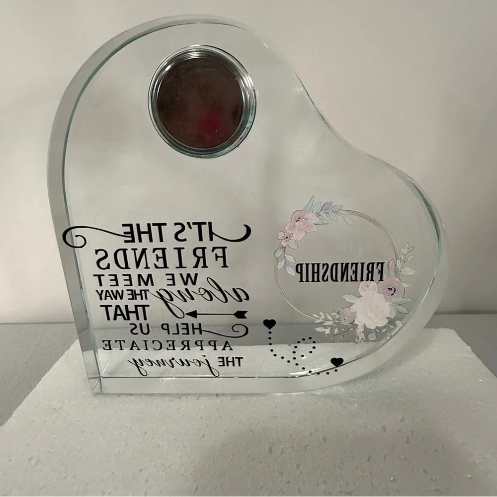 Heart-Shaped Glass Clock with Floral Design